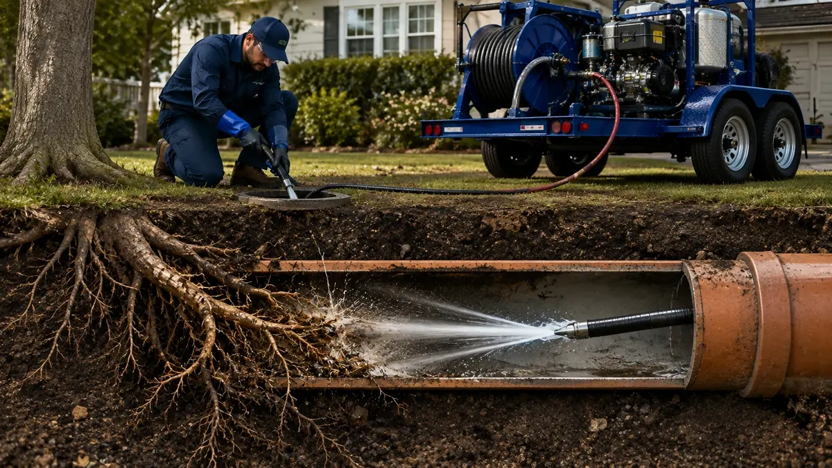Tree Root Removal with Hydro Jetting in Newark